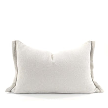 Load image into Gallery viewer, Cushions Velvet Boucle Cushion Cover - White Rectangle - With linen trim