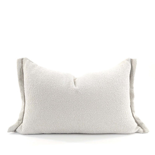 Cushions Velvet Boucle Cushion Cover - White Rectangle - With linen trim