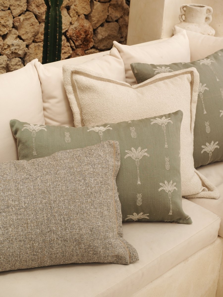 Load image into Gallery viewer, Cushions Velvet Boucle Cushion Cover - White Square - With linen trim