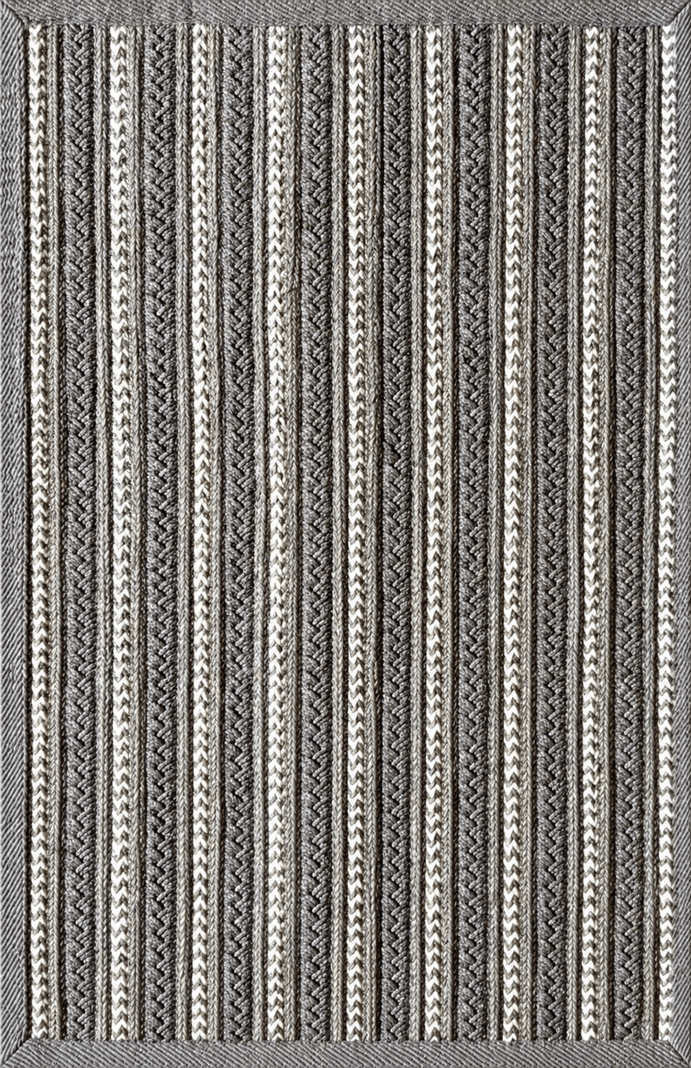 Load image into Gallery viewer, Rugs Cabana Braided Stripe Indoor &amp; Outdoor Washable Rug - Grey + White