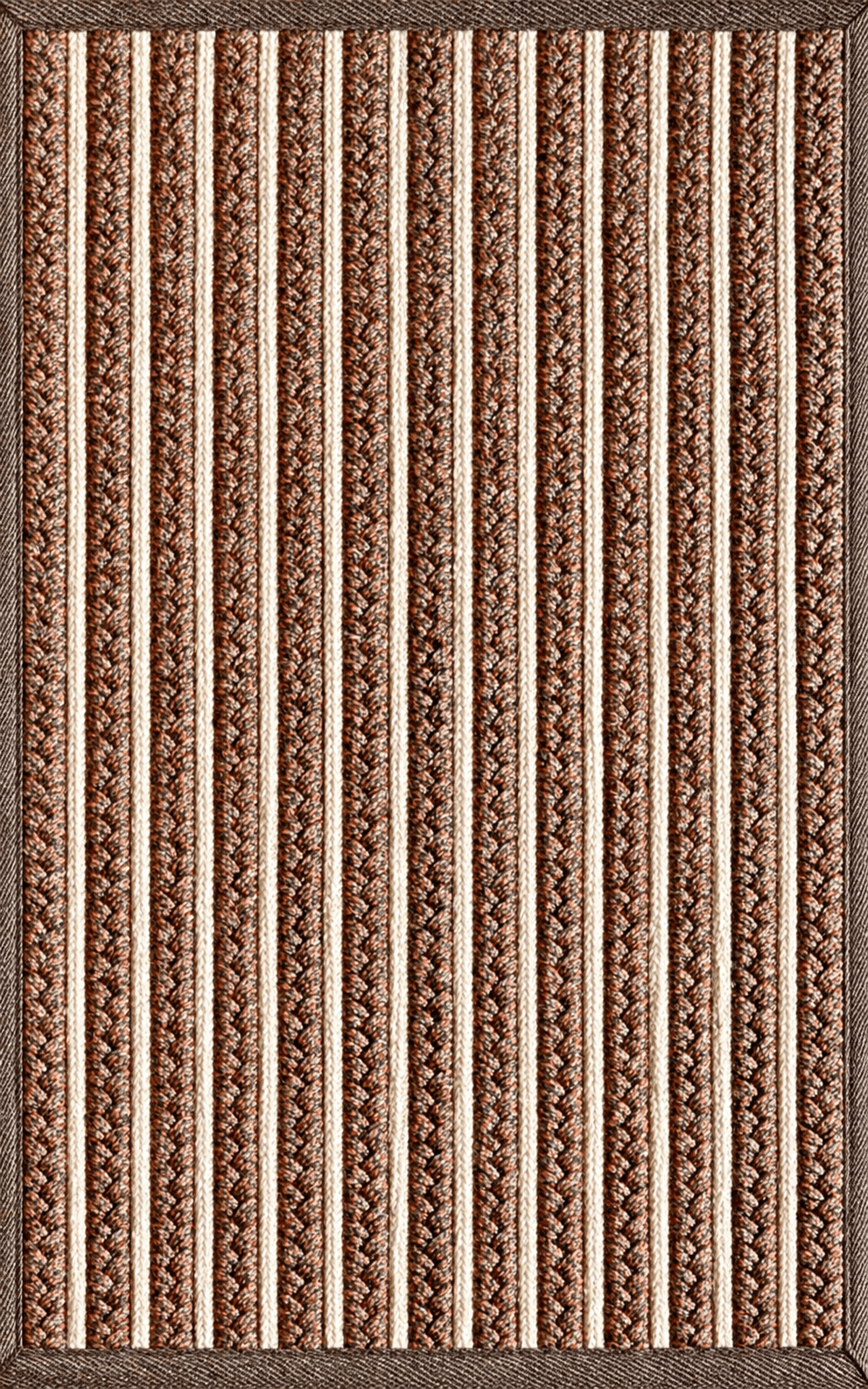 Load image into Gallery viewer, Rugs Cabana Braided Stripe Indoor &amp; Outdoor Washable Rug - Terra + Taupe