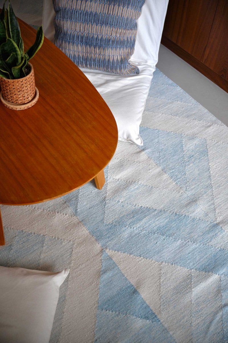 Load image into Gallery viewer, Rugs Geometric Aqua Recycled PET Rug - 120 x 180 cm