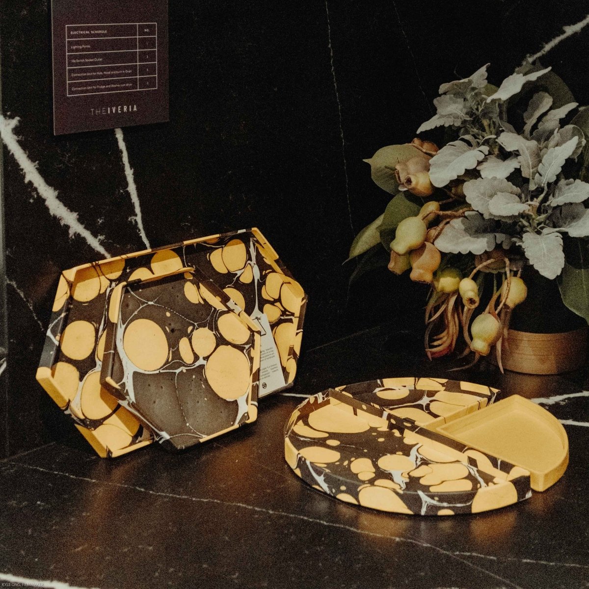 Load image into Gallery viewer, Tabletop Decor Bento Tray Yellow Black -