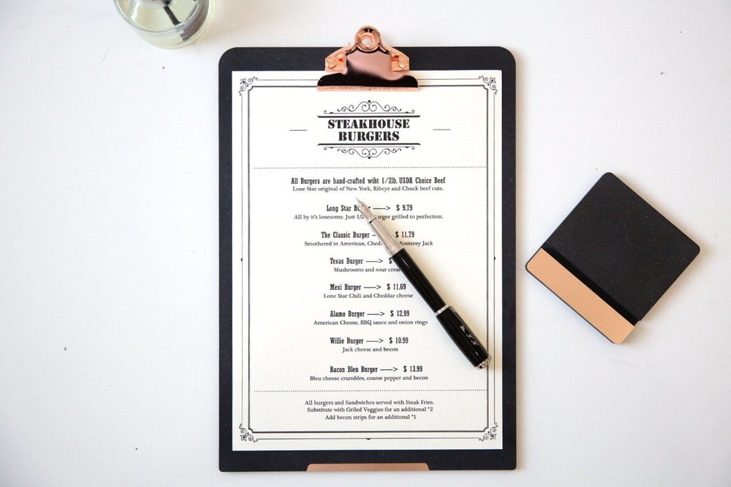 Desk Accessories Black Rose Gold Clipboard - A4 Portrait