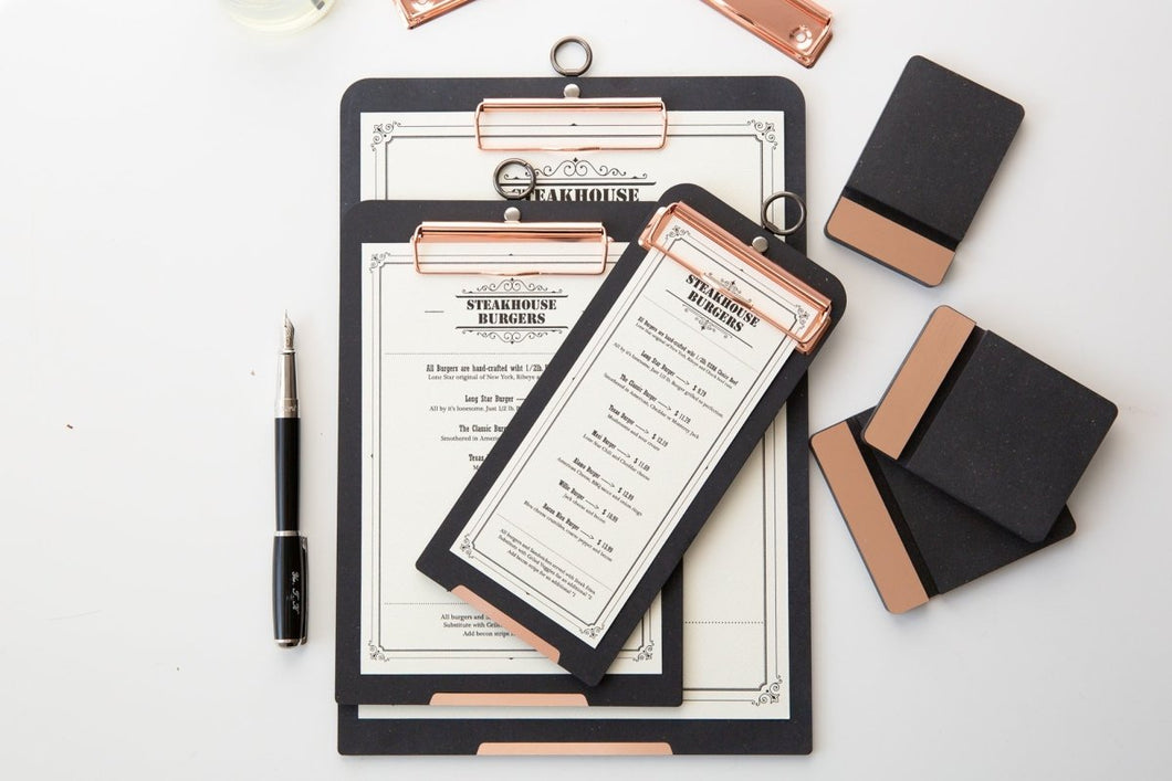 Desk Accessories Black Rose Gold Ring Clipboard - A4 Portrait