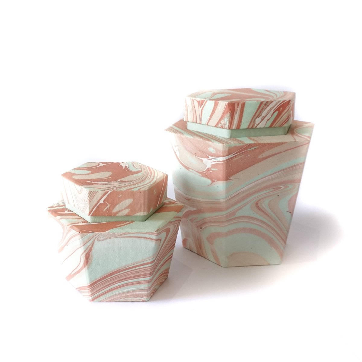 Load image into Gallery viewer, Tabletop Decor Hexagon Jar Blush Mint - Large
