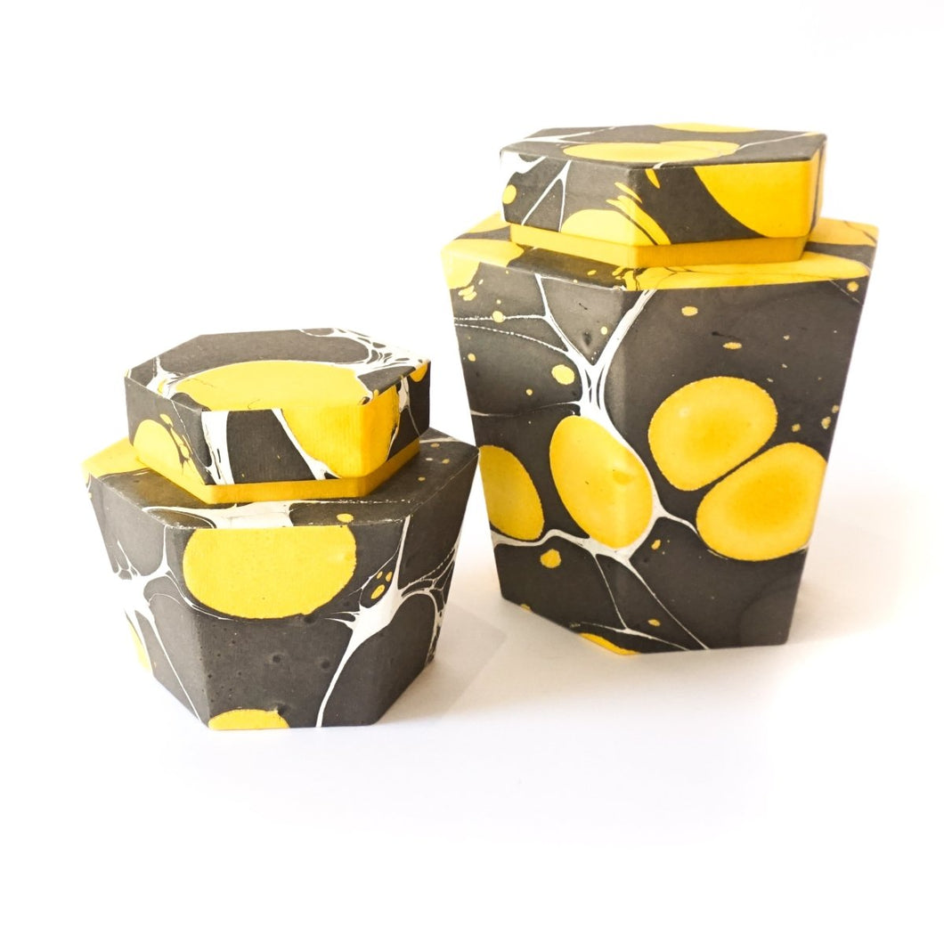 Tabletop Decor Hexagon Jar Yellow Black - Large