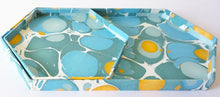 Load image into Gallery viewer, Tabletop Decor Hexagon Tray Blue Mustard -