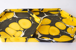 Tabletop Decor Hexagon Tray Yellow Black -