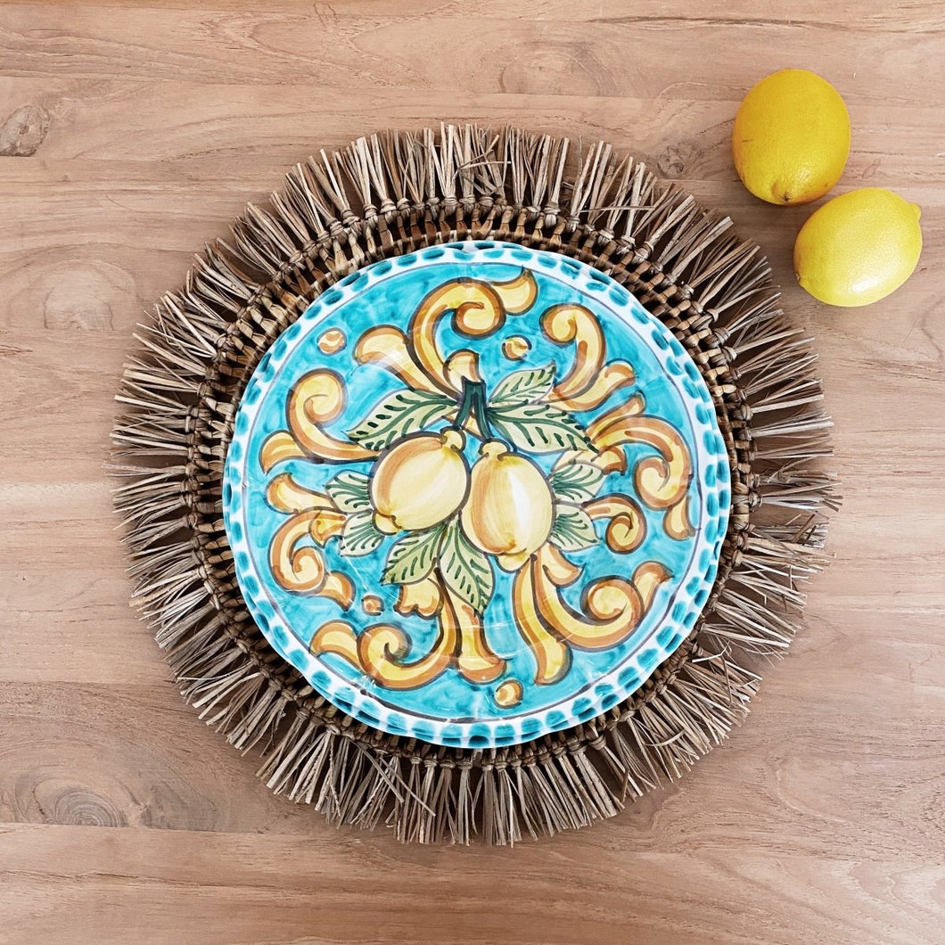 Dinnerware Lemon Ceramic Deep Plate - Turquoise -