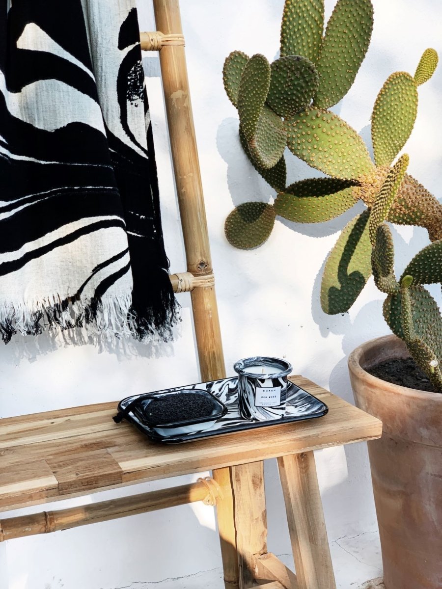 Load image into Gallery viewer, Dinnerware Marble Enamel Tray Black -