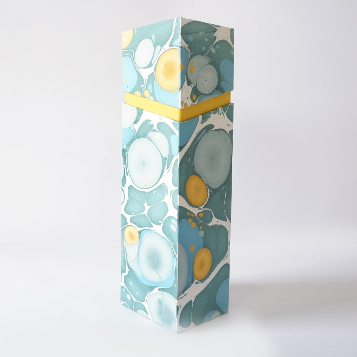 Load image into Gallery viewer, Tabletop Decor Rectangular Wine Box Blue Mustard -