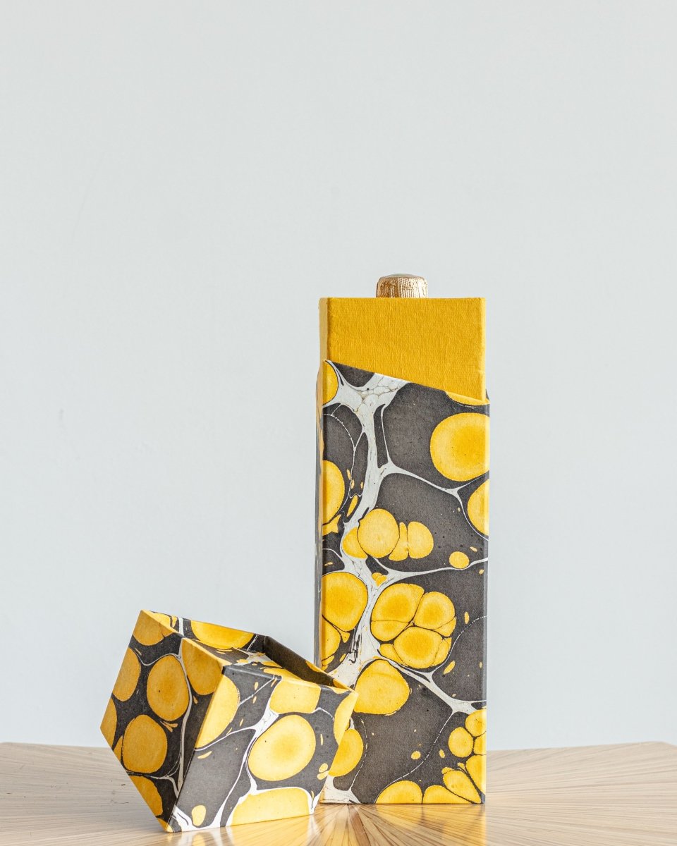 Load image into Gallery viewer, Tabletop Decor Rectangular Wine Box Yellow Black -