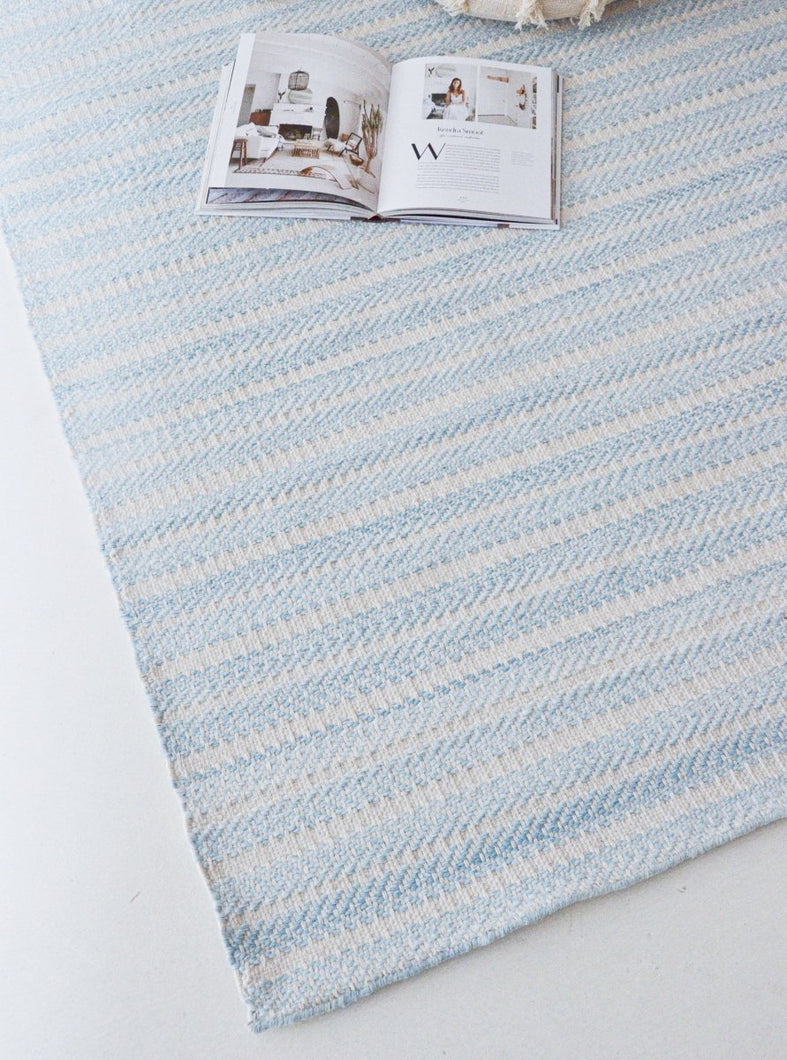 Rugs Aqua Herringbone PET Rug - 120 x 180cm