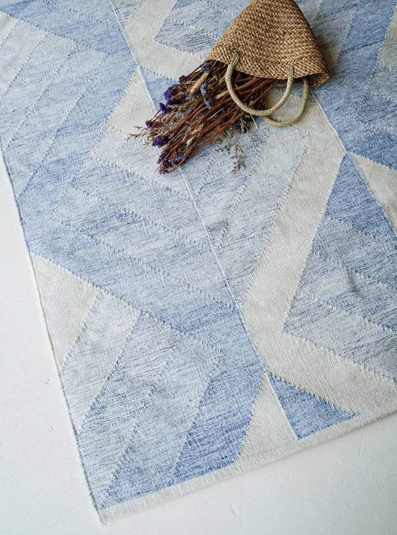 Rugs Geometric Blue Recycled PET Rug - 120 x 180 cm